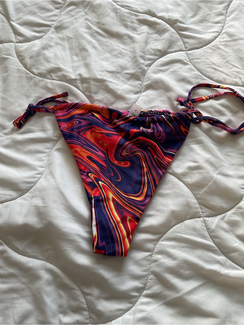 Tie-Side Swim Bikini Bottom in Pink & Purple Swirl - Picture 2 of 3
